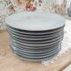 Set of 12 terracotta dinner plates enameled in green cecina