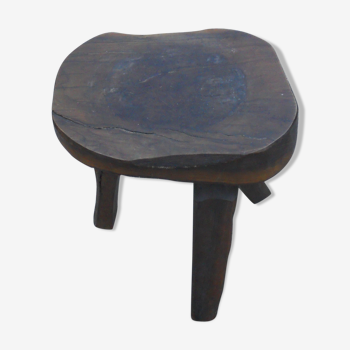three-legged milking stool made of olive tree folk art