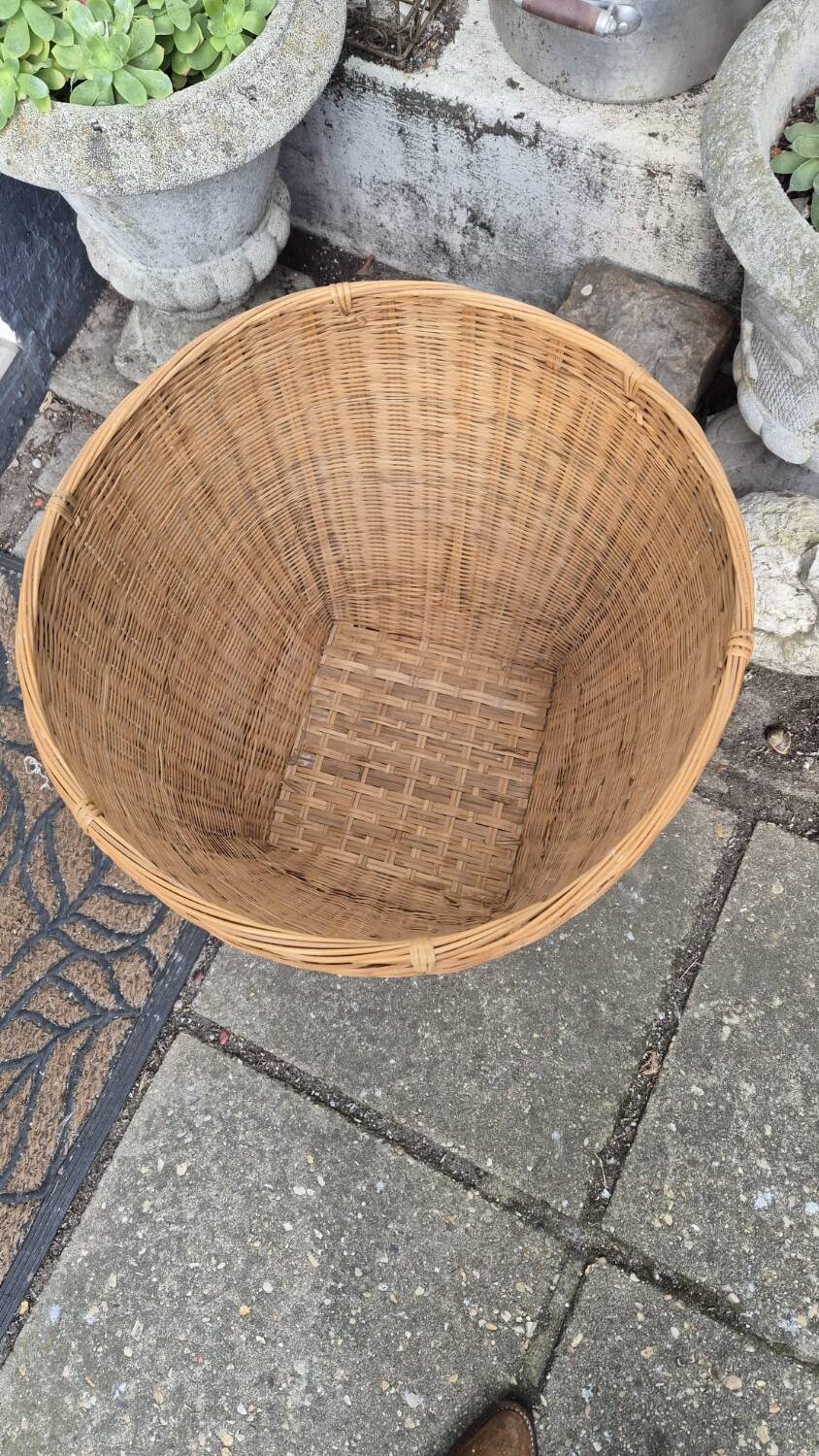 XL wicker and bamboo flowerpot 1960