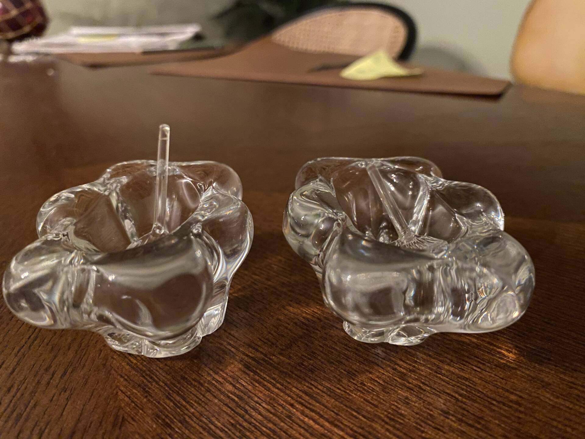 Pair of blown crystal salt shakers – Daum France – 1950s/1970s