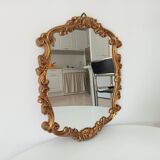Vintage Florentine mirror from the 60s, golden resin, Italy, 37 x 29 cm
