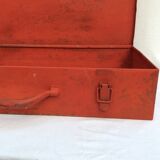 Red metal toolbox with handle