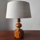 Vintage 70s salon lamp made of turned and sculpted oak wood.