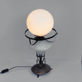 1960s Mid century modern copper table lamp, kerosene lamp, Poland