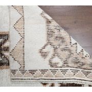 Vintage Turkish Oushak Handmade Wool Cotton White Runner Rug 84x346