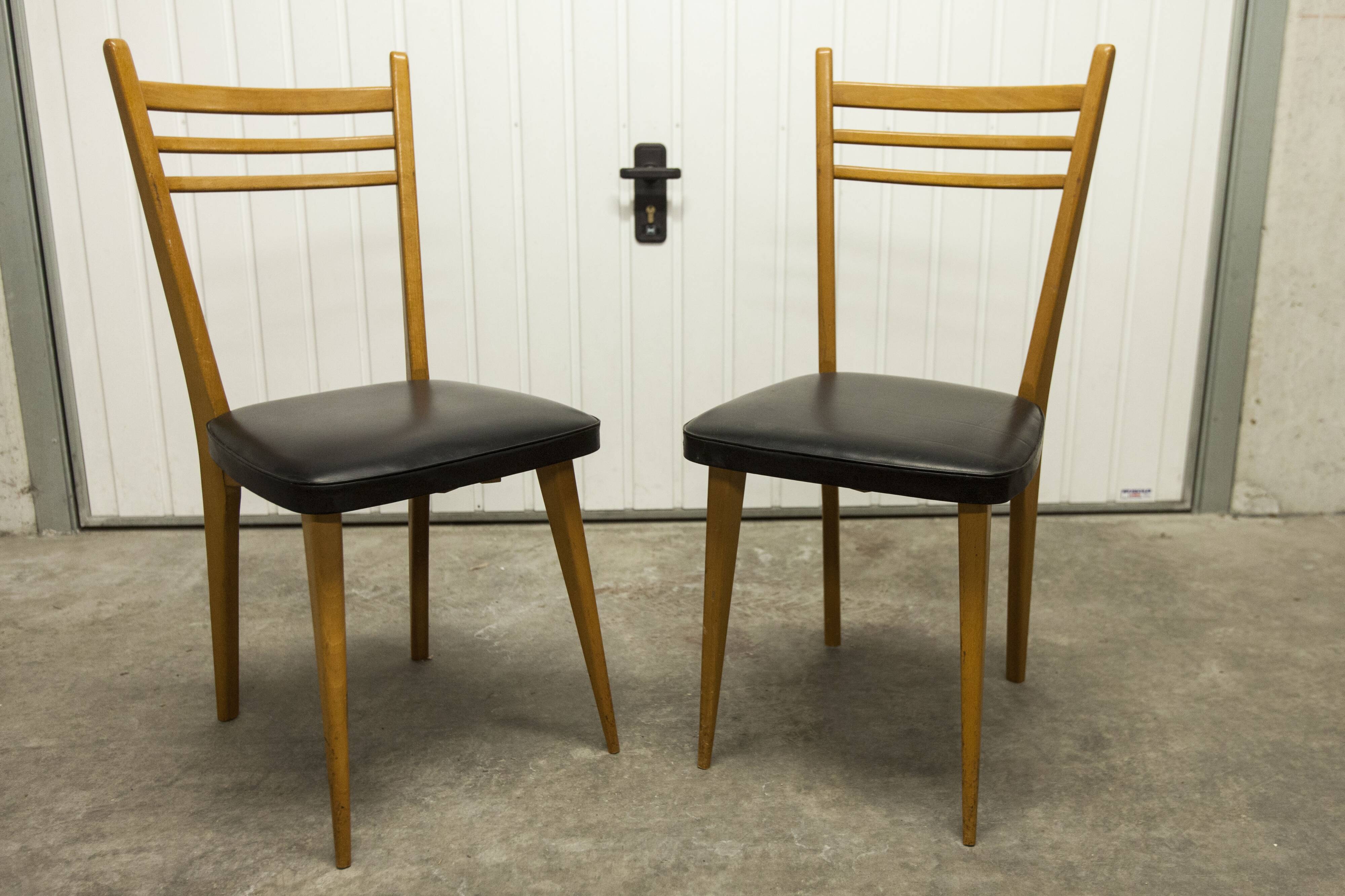 Pair of Scandinavian 1960 beech chairs