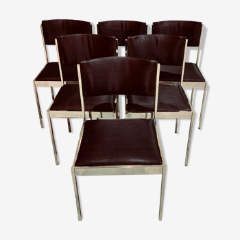 Chaises italiennes 1970 en chrome et tissu