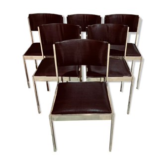 Italian chairs 1970 in chrome and fabric