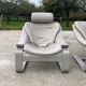 Pair of vintage grey leather armchairs by Ake Fribytter 1970