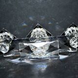 SWAROVSKI candle holder three candles in cut crystal signed 18.5 x 9 x 4cm