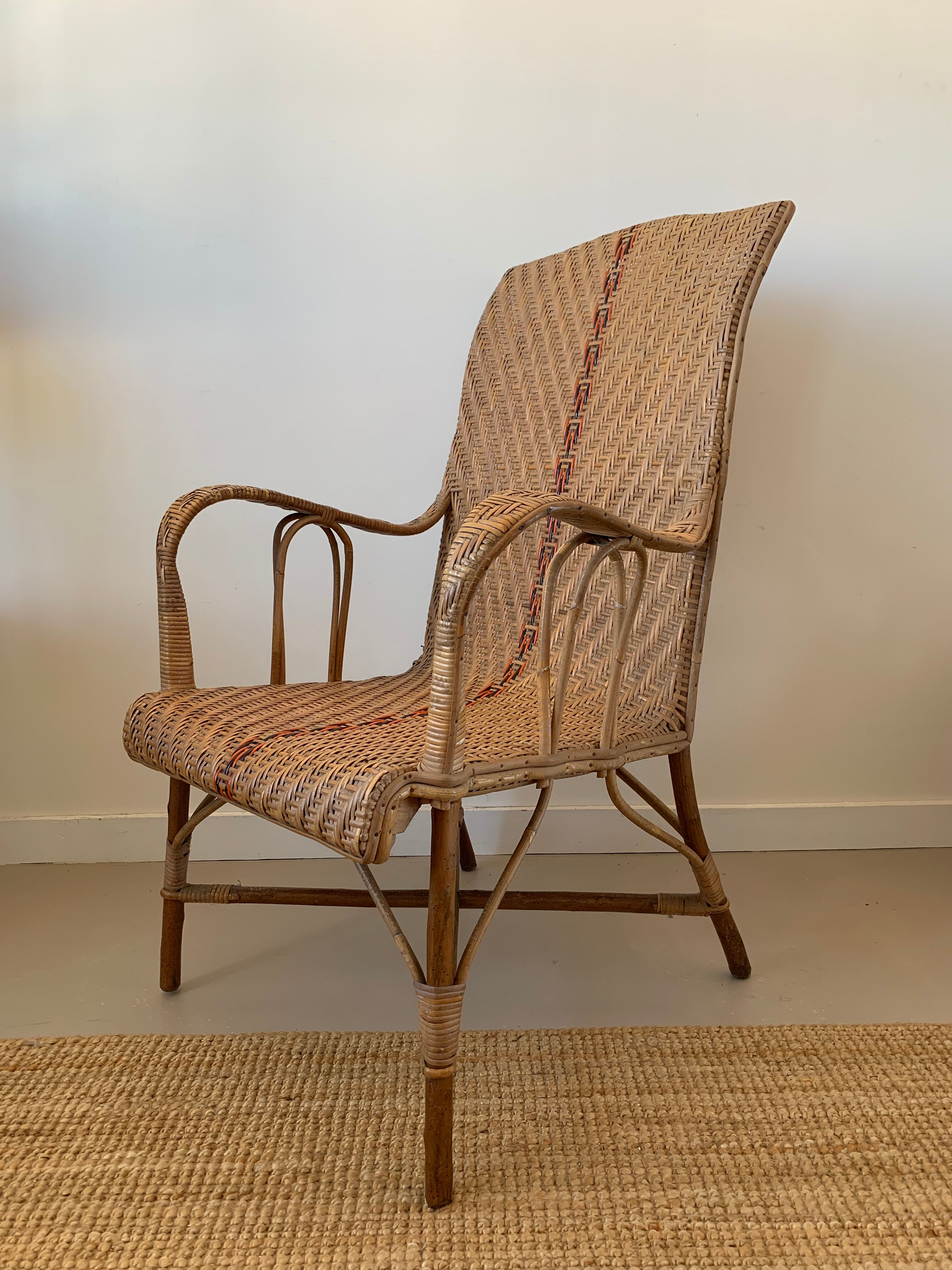 Old rattan armchair