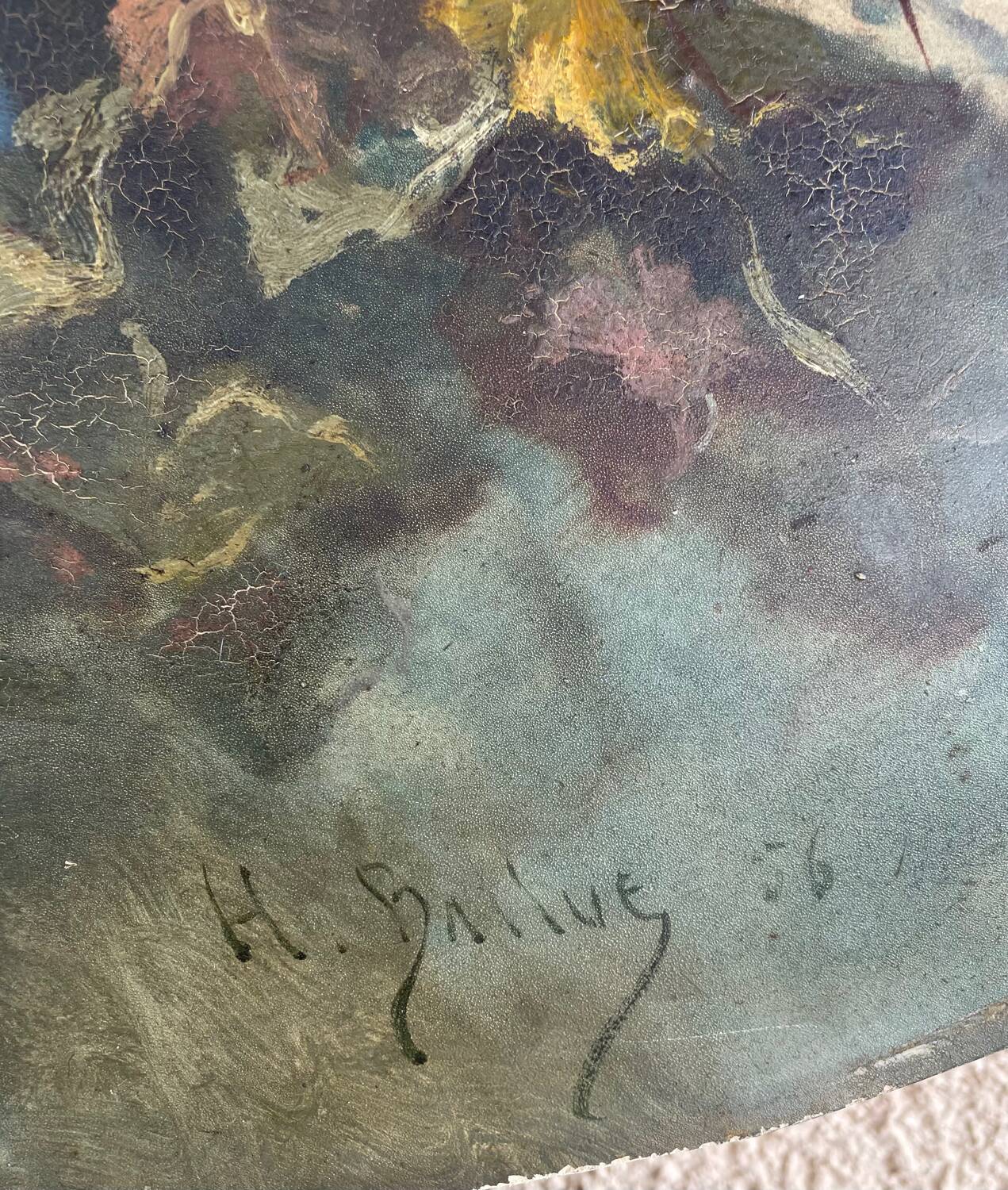 Oval painting Still life with flowers