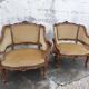 Paire de fauteuils corbeille louis XV en Noyer sculpté