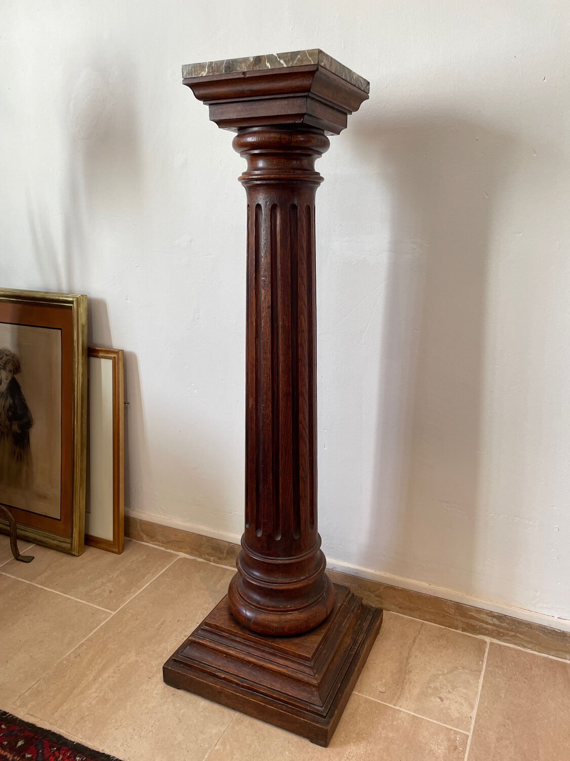Sellette colonne xixeme en bois