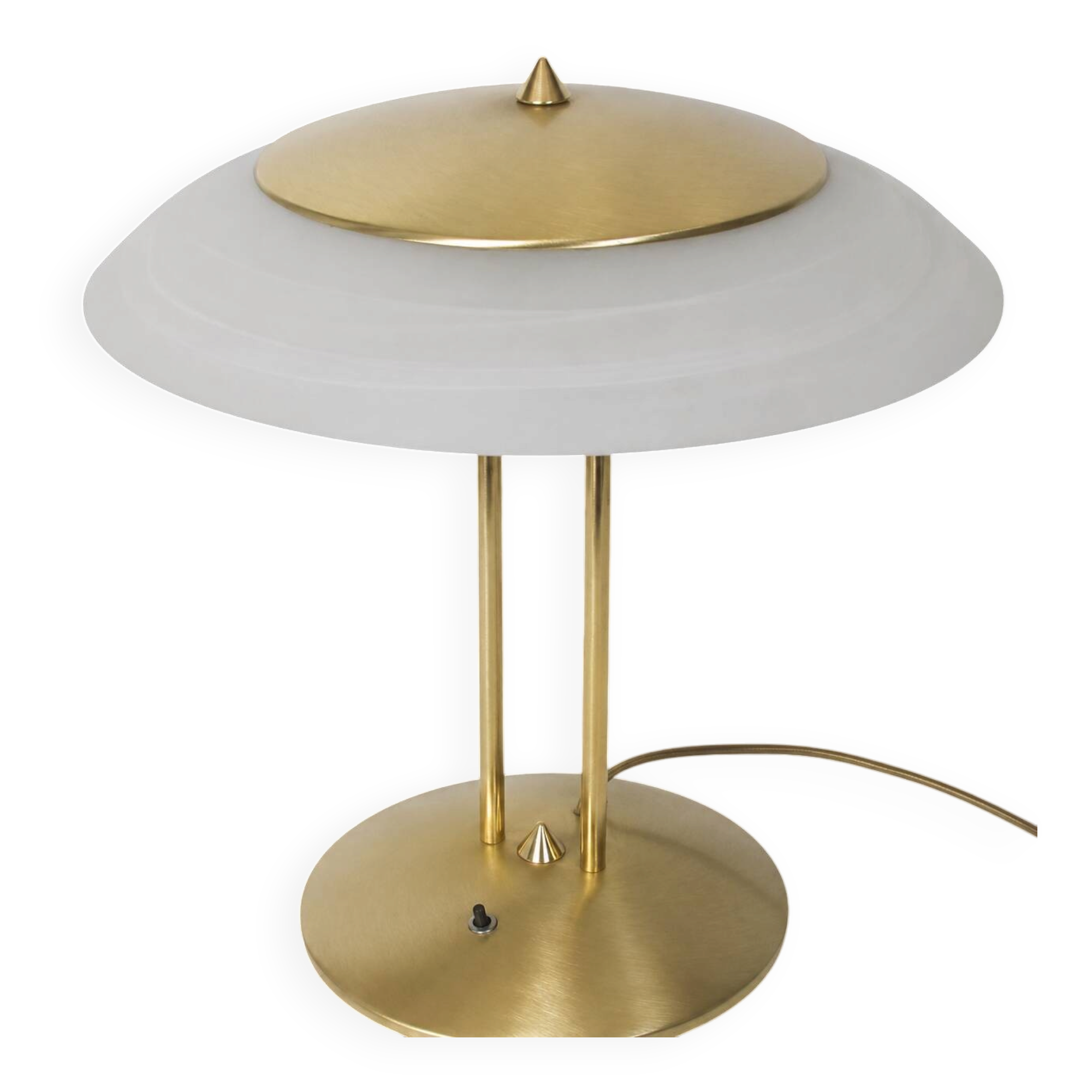 1980s Modern table lamp | Dimmable | Brass and glass