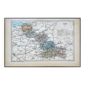 Carte du Nord, France. Antiquité imprimée en 1889.