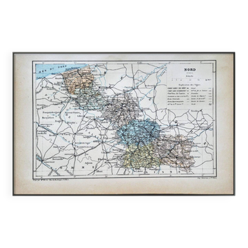 Map of the North, France. Antique printed in 1889.