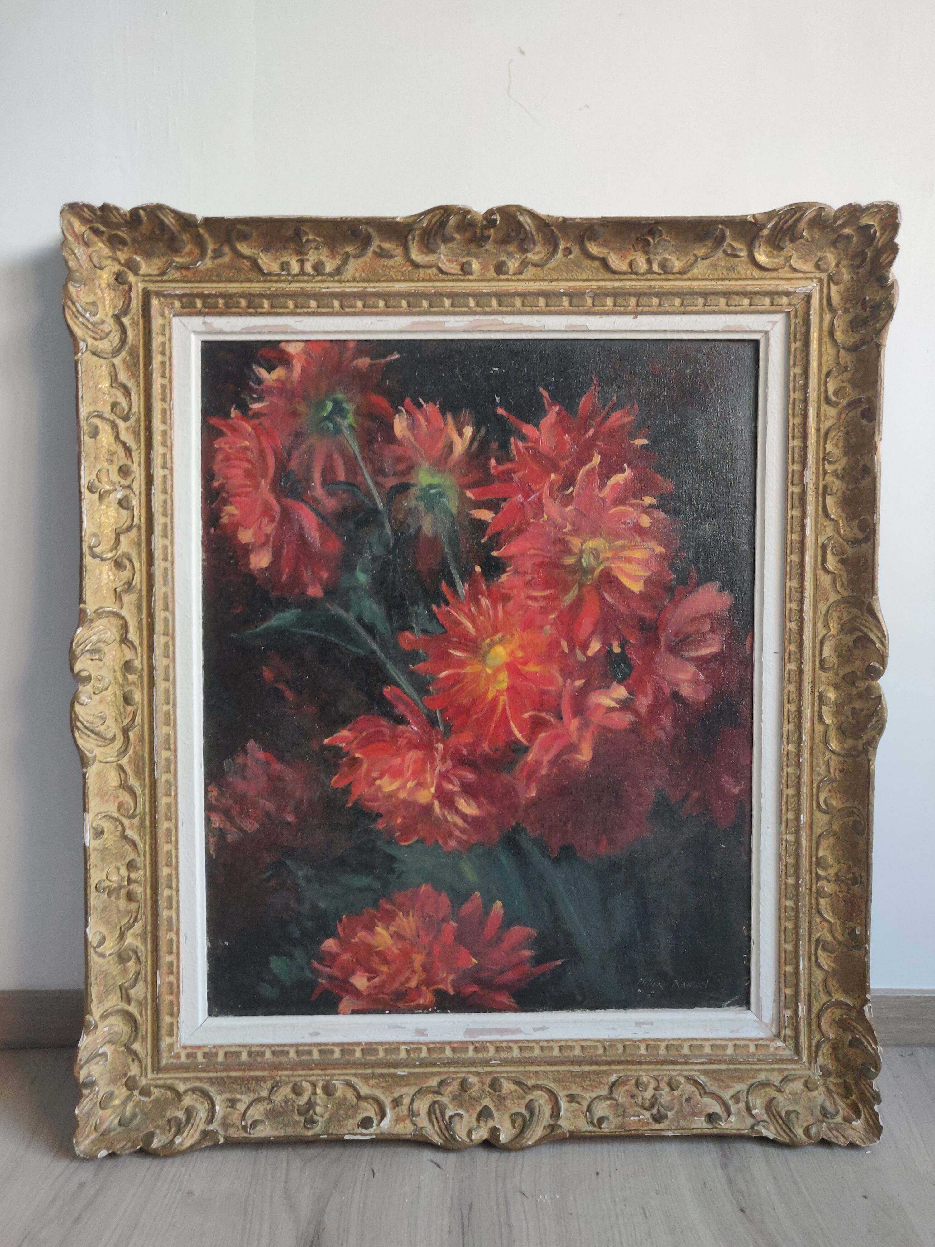 Painting bouquet of flower ellie signed Miller Ranson