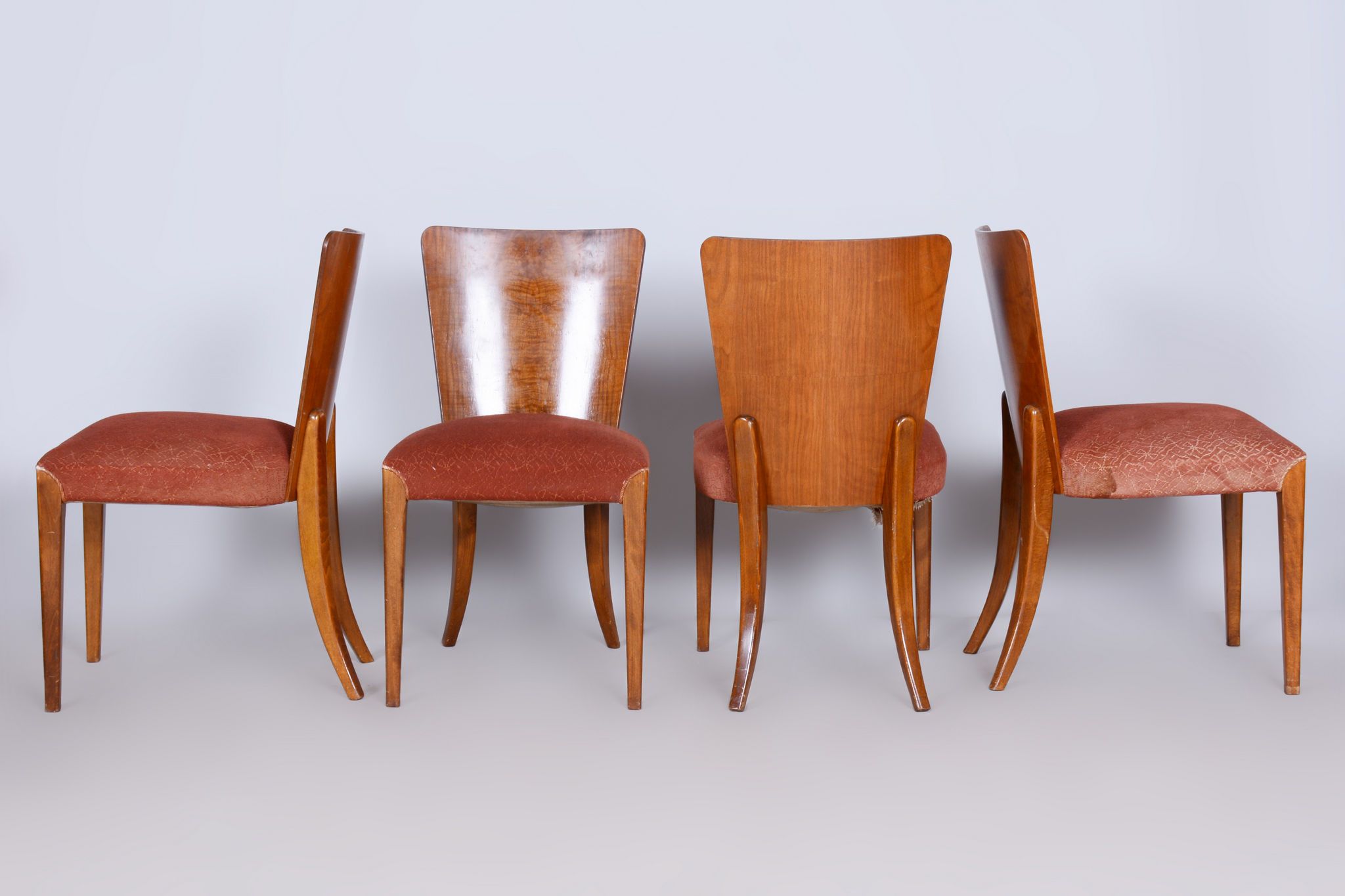 Set of Four Original ArtDeco Beech Chairs, Halabala, UP Zavody, Czechia, 1940s