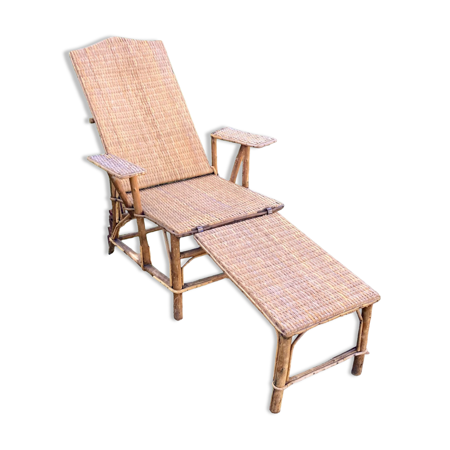 Rattan bamboo chaise longue 1920's