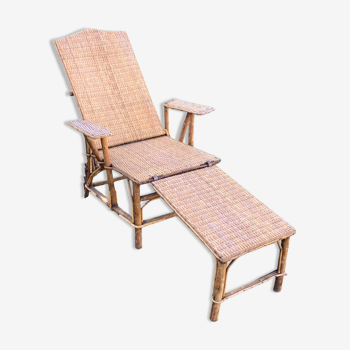Chaise longue bambou rotin 1920’s