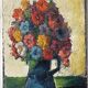 Small acrylic painting with a knife, bouquet of flowers.