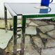 Table basse metal et verre fumé vintage