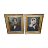 Old portrait pair man & woman