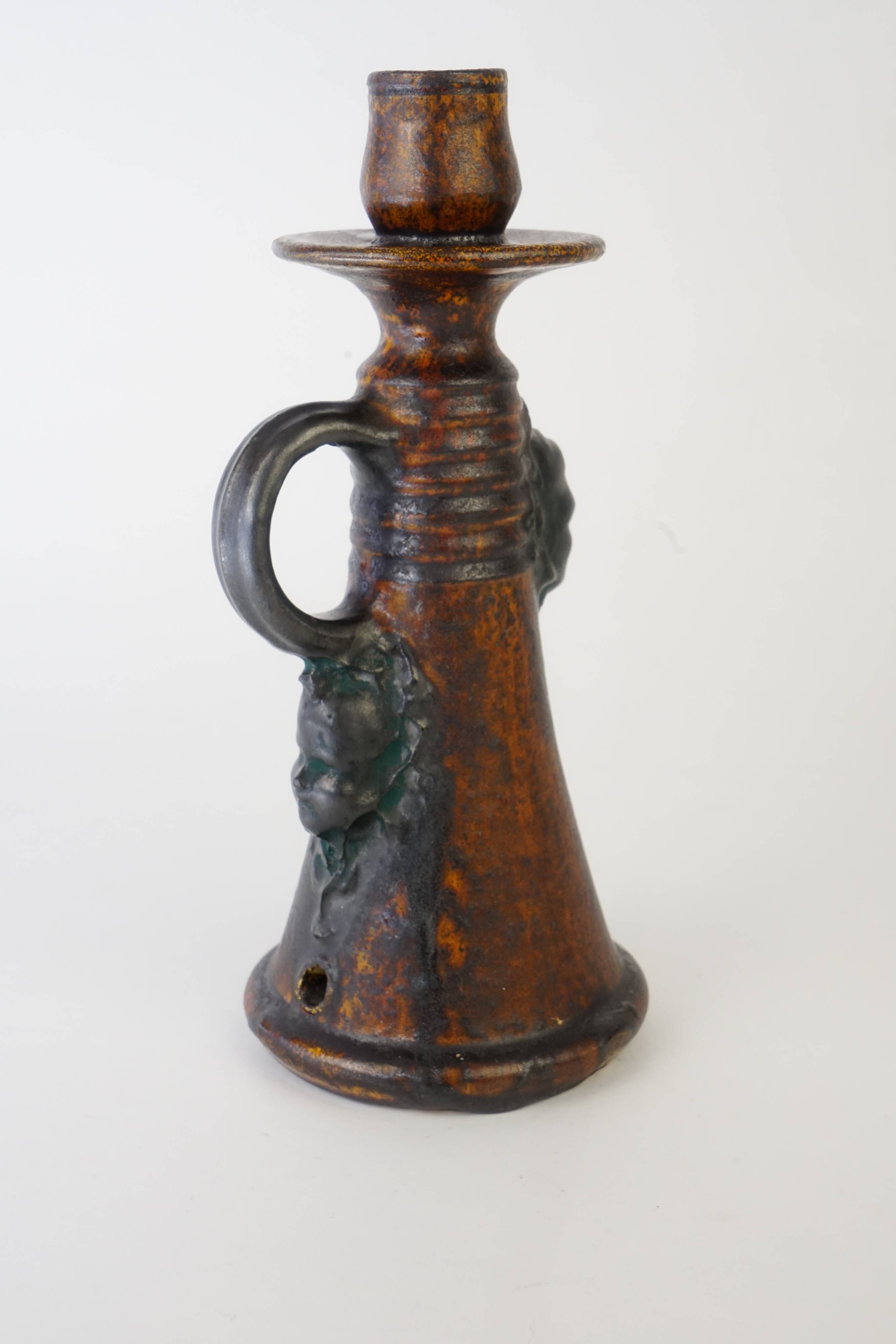 Ceramic sylvain sttublet ( 1890 -1985 ) candlestick or lamp foot in sandstone