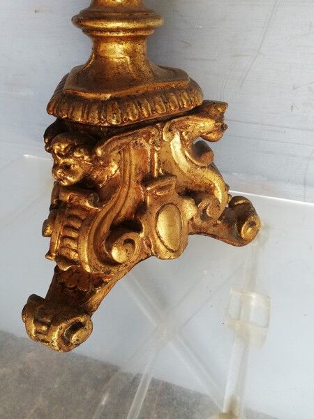 Wooden candlestick and gilded stucco from the beginning of the 20th century