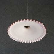 Suspension en verre ancien peint rouge  et blanc. douille et cable neuf