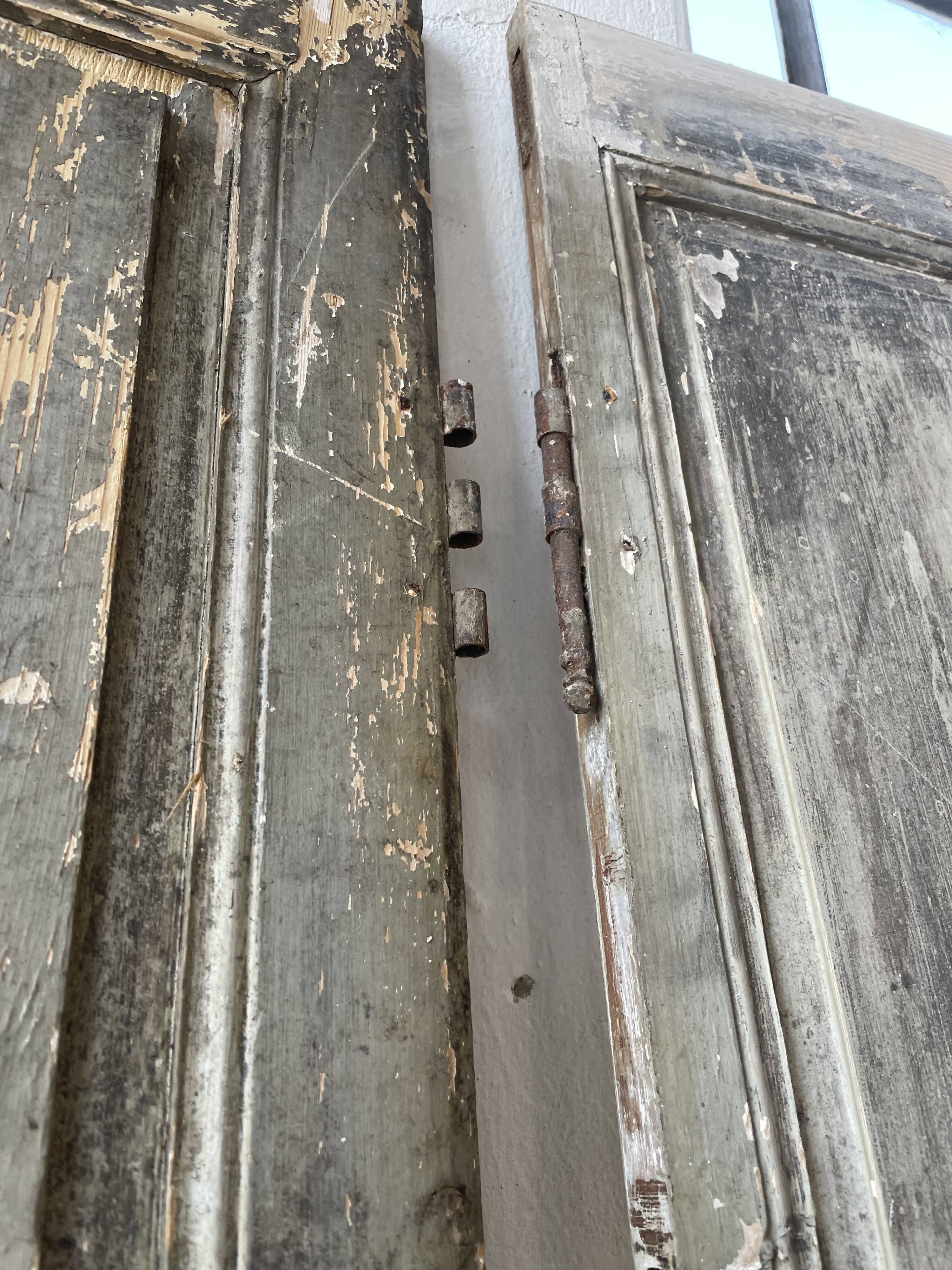 Trio of shutters louvers patina blue gray