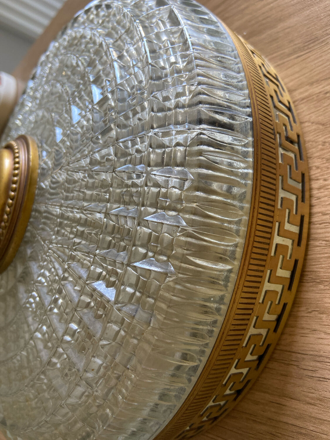 Brass and glass ceiling light