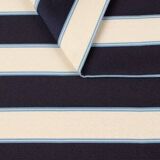 6 chaises en tissu rayé et bois de hêtre foncé