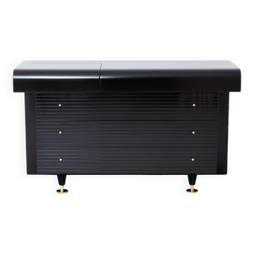 Commode laquée noire laiton signée Pierre Cardin 1980