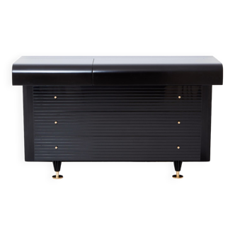 Black lacquered brass chest of drawers signed Pierre Cardin 1980