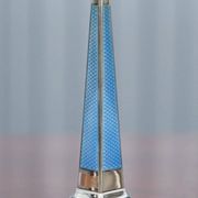 Pair of sterling silver and enamel candlesticks 1927 by Charles Green & Co.