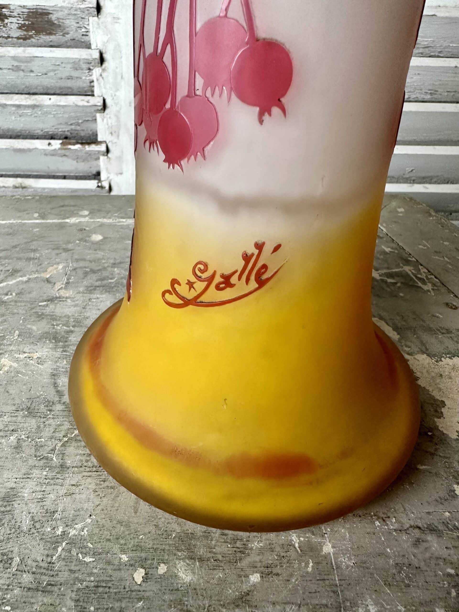 Gallé Art Nouveau vase with currants