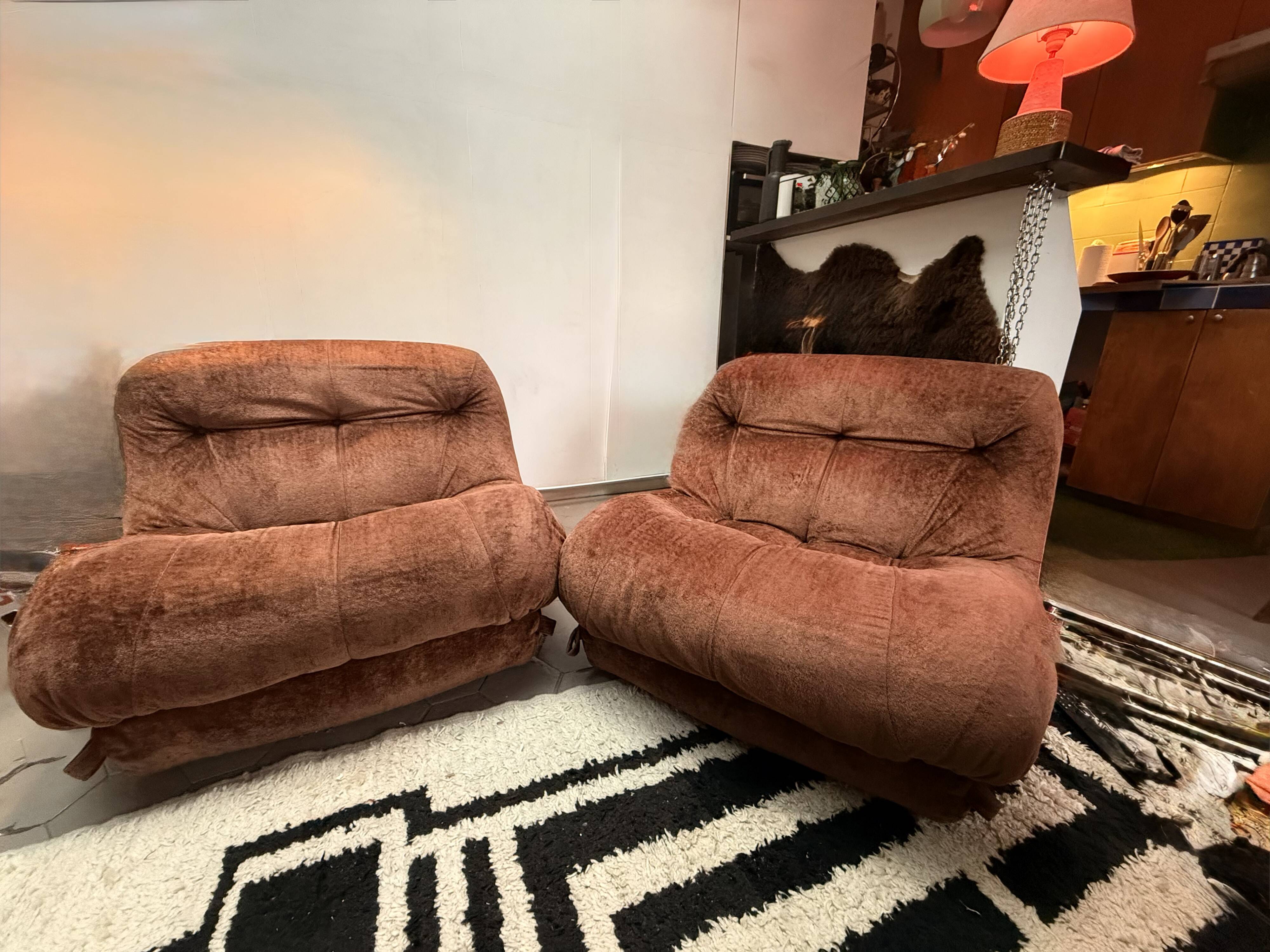 2 modular armchairs Nuvolone by Rino Maturi for Mimo Padova, 70s