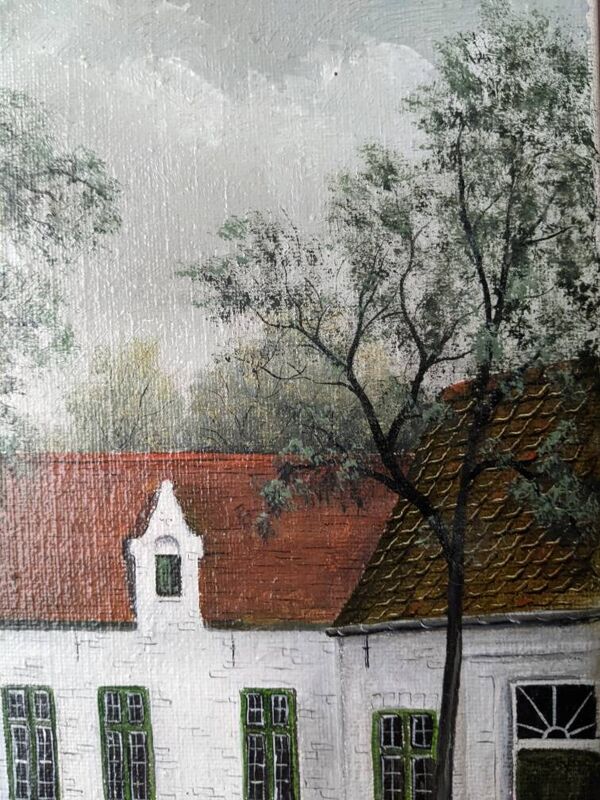 Tableau Naïf acrylique sur toile paysage décoration campagne