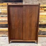 Vintage oak wardrobe - Sliding doors - 1950s
