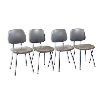 Set of 4 chairs in Skaï 60s