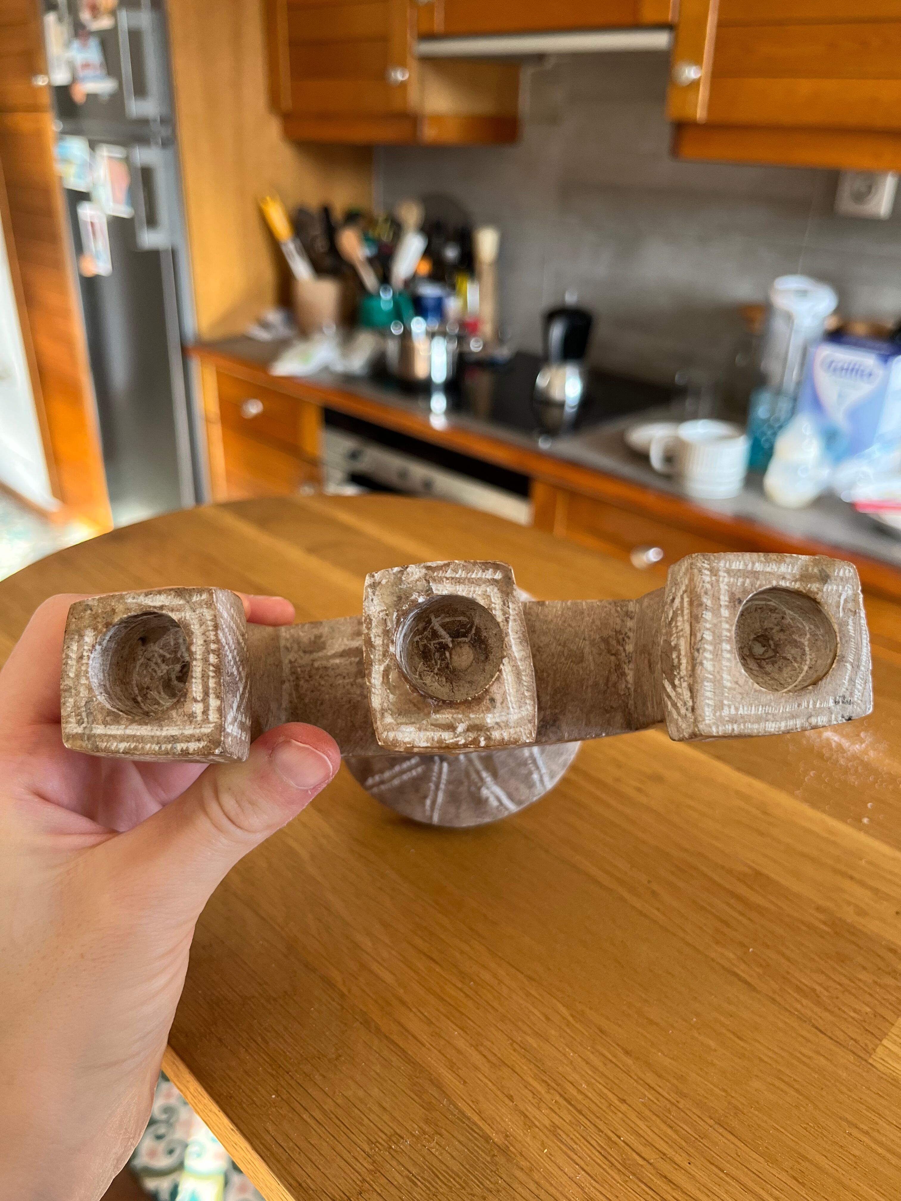 Brutalist stone candle holder