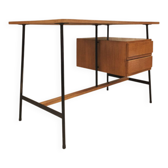 Modernist desk in oak and metal, 1950