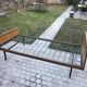 Bed in blond wood and feet 1950 vintage metal - 1 person