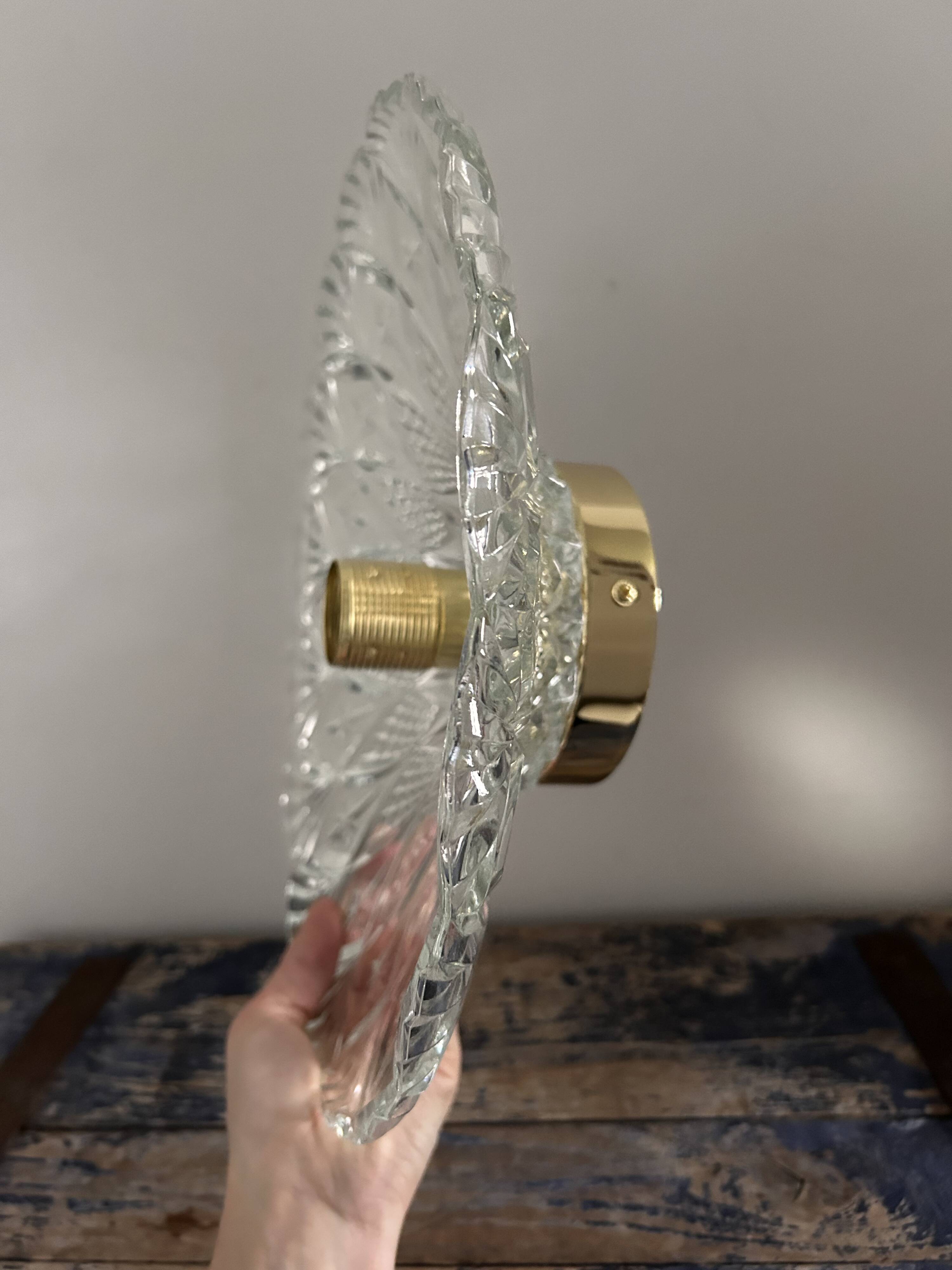 Large vintage chiseled glass wall light