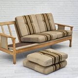 1970s, Danish 3 seater sofa, original very good condition, wool, oak.