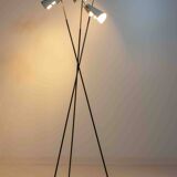 Unique tripod floor lamp by Stilnovo with white shades, Italy 1960s