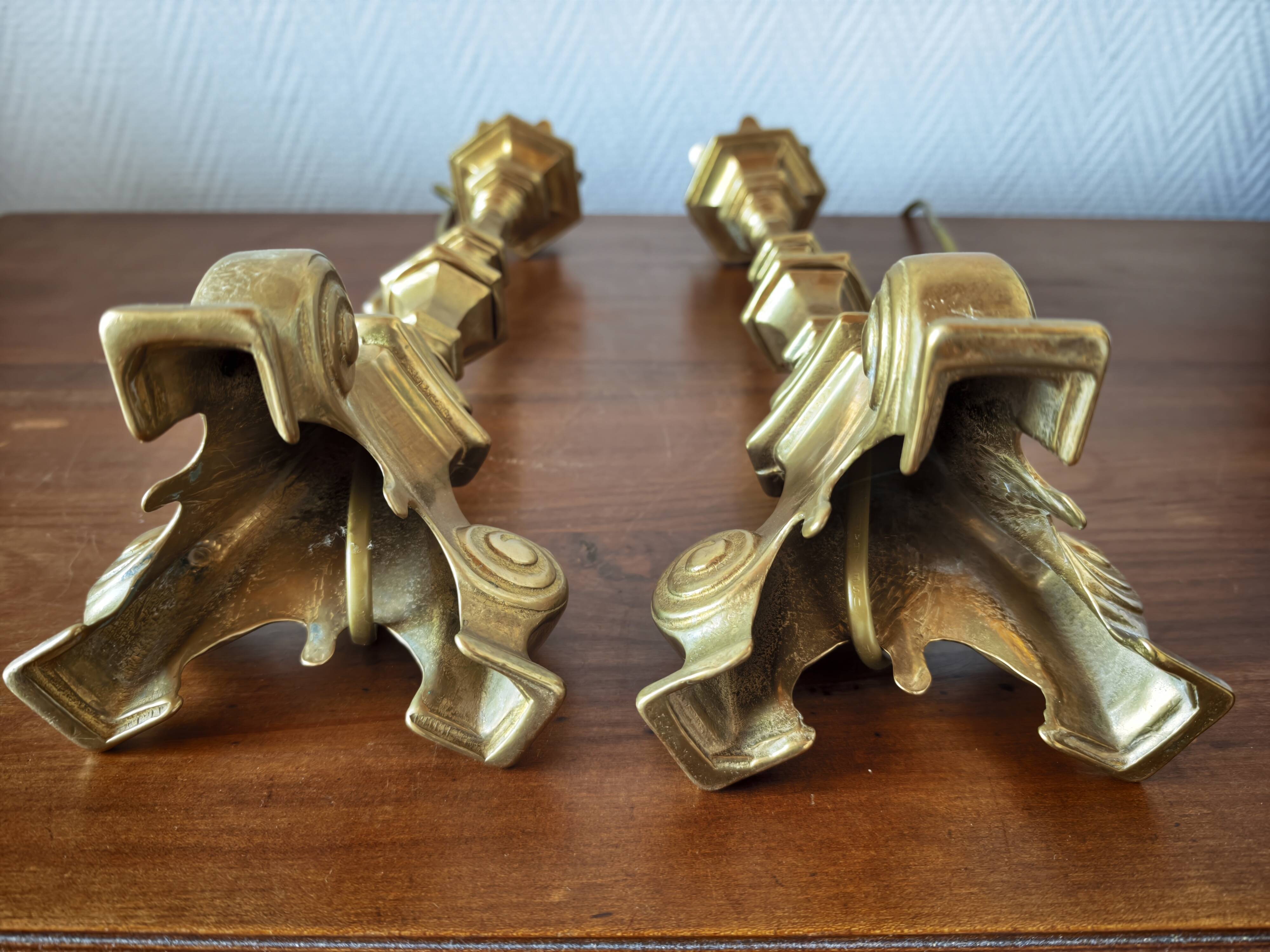 Old pair of gilded bronze lamps – Louis XIV style