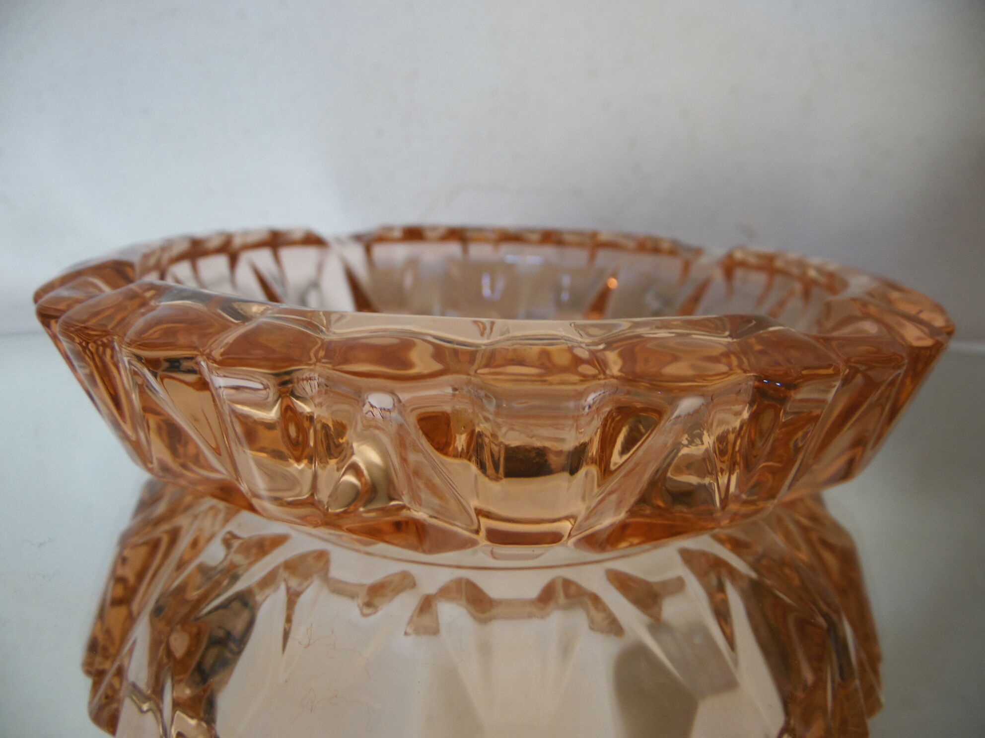 Polished glass ashtray pink blush